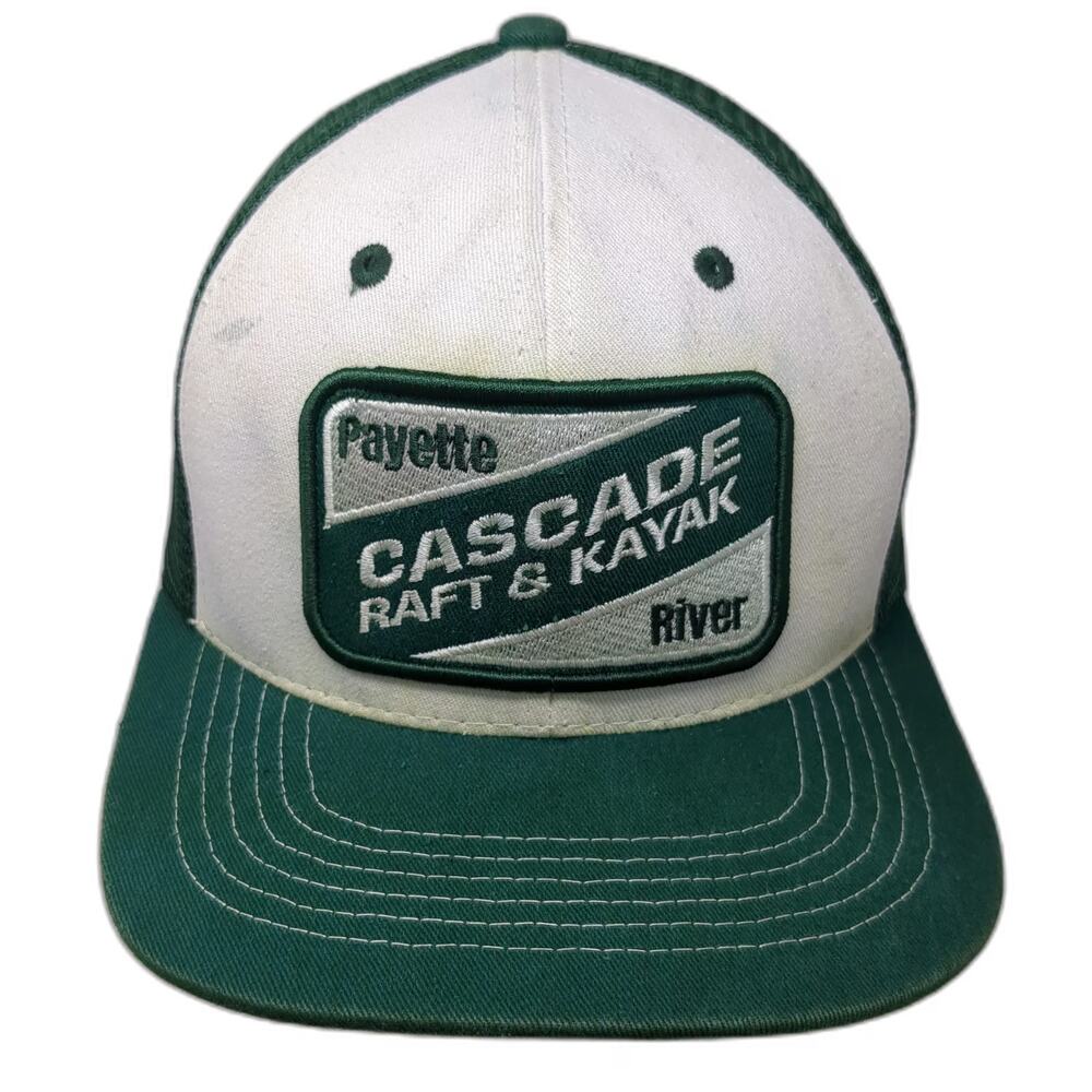 Vie Trucker Hat Green White One Size Cascade Raft Kayak Idaho Patch Mesh